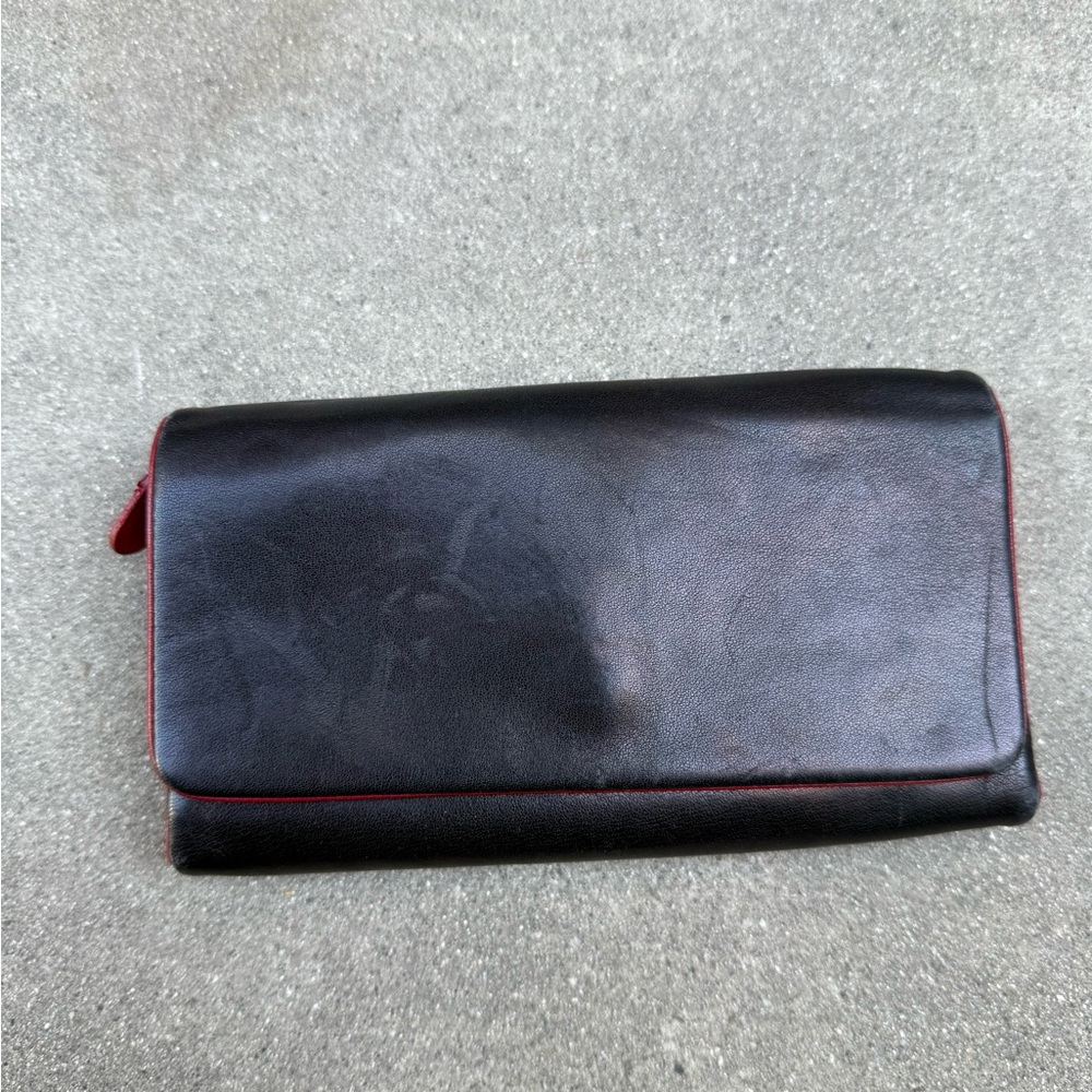Lodis Black & Red Leather Tri-fold Wallet